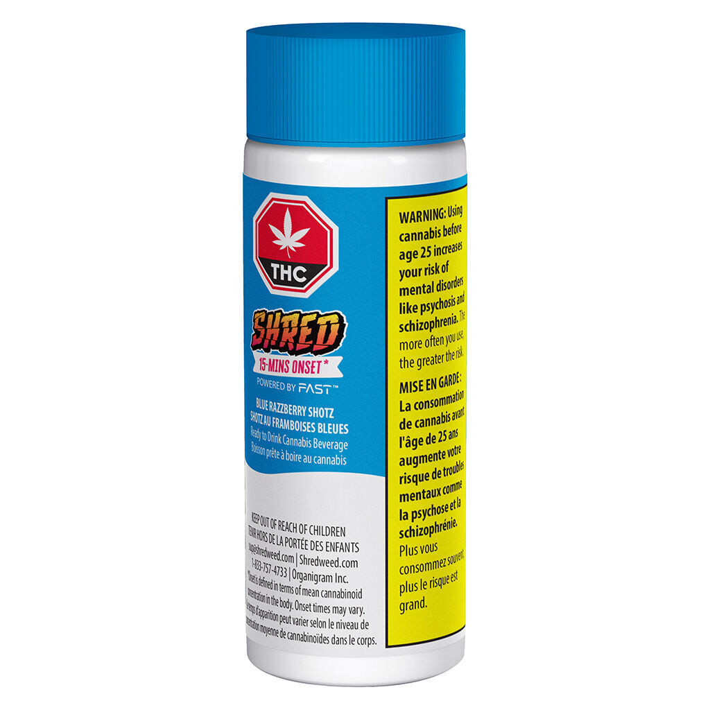 Blue Razberry Shotz Beverage - Indica - 65ml