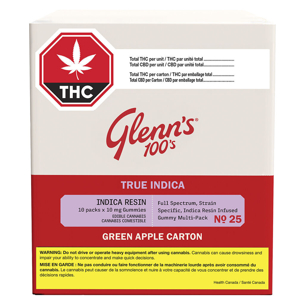 No.25 Glenn’s 100’s True Indica Resin - Green Apple Carton