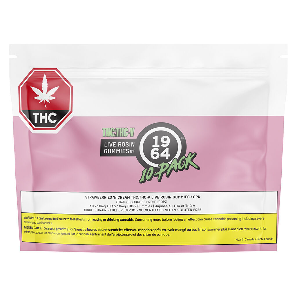 THC:THC-V Strawberries 'N Cream Live Rosin Gummies