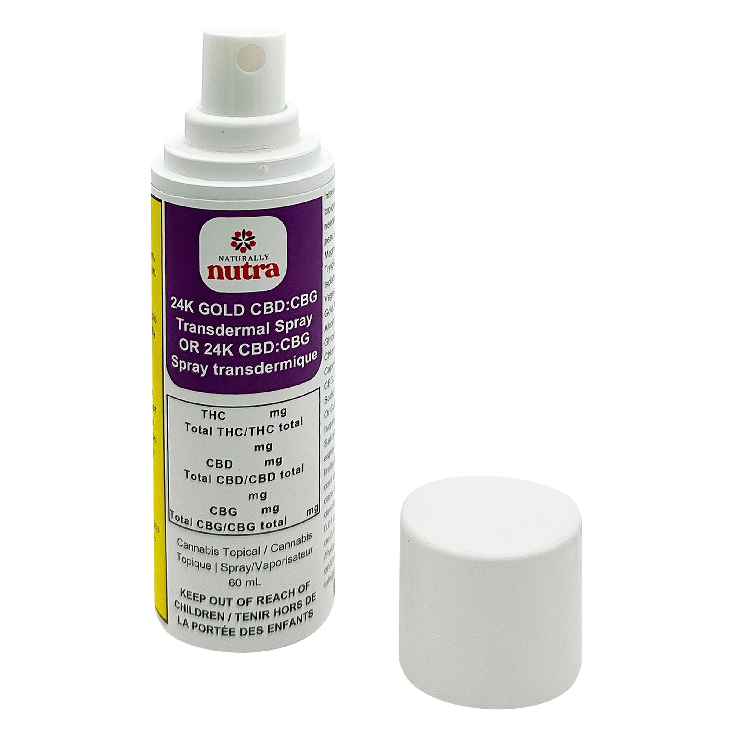 Naturally Nutra - 24K GOLD CBD:CBG MAG + Hyaluronic Acid Transdermal Spray - 60ml